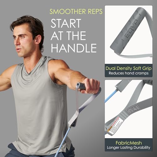 EQYP Power Tube Resistance Bands with Handles – Exercise Bands for Home Workouts - size: 50lb