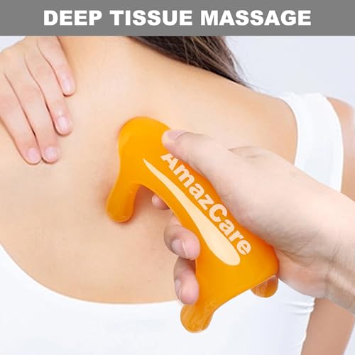 2-Pack Trigger Point Massage Tool for Full Body, Handheld 4-Leg Pressure Point Massager for Muscle Knots Deep Tissue Myofascial Release Pain Relief Rehab, 1 Large and 1 Small, Yellow
