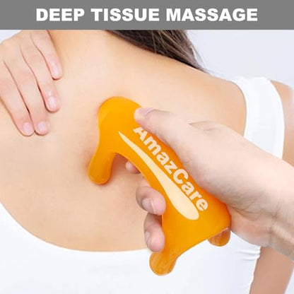 2-Pack Trigger Point Massage Tool for Full Body, Handheld 4-Leg Pressure Point Massager for Muscle Knots Deep Tissue Myofascial Release Pain Relief Rehab, 1 Large and 1 Small, Yellow