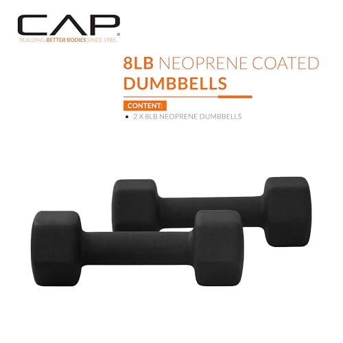 CAP Barbell Neoprene Dumbbell Weights Pairs & Sets | Black - style: 8 lb Pair