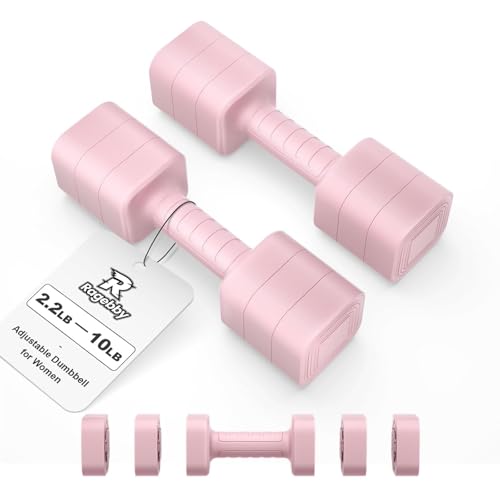 Ragebby Adjustable Dumbbell Set of 2, Weights for Men and Women at Home, Anti-slip Handle, 3 in 1 Free Weights Dumbbells Set, 2lb/3lb/5lb/10lb/15lb/20lb for Pilates, Yoga, Strength Training