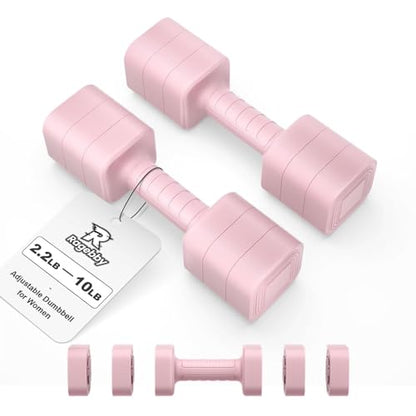 Ragebby Adjustable Dumbbell Set of 2, Weights for Men and Women at Home, Anti-slip Handle, 3 in 1 Free Weights Dumbbells Set, 2lb/3lb/5lb/10lb/15lb/20lb for Pilates, Yoga, Strength Training