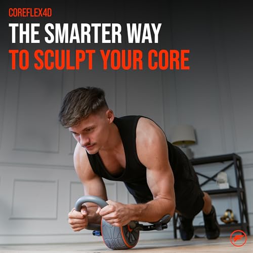 CoreFlex4D Ab Roller Wheel with Elbow Support, 4D Multi-Directional Core Trainer for Abs, Obliques & Stability, Heavy Duty Ab Workout Equipment for Home Gym, Strength Training & Full Body Fitness