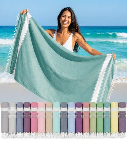 LANE LINEN Beach Towel - Beach Towels Oversized, Pre-Washed Large Beach Towels, Sandless Beach Towel, Quick Dry Travel Towel, Large Pool Towels, 39"x71" - Hunter Green - color: 13: Hunter Green, size: Pack of 1