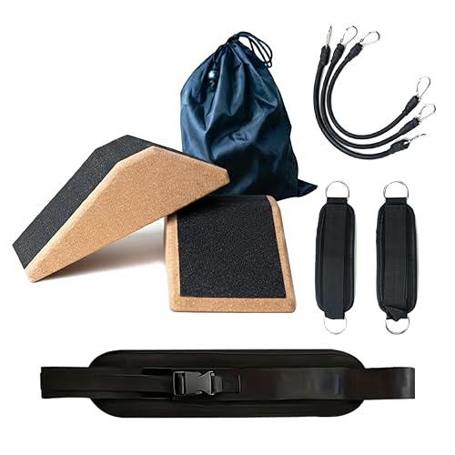 Slant Board for Squats – Portable Squat Wedge Block with Hip Thrust Belt Set – Home Gym Workout Kit for Legs & Glutes - Calf Stretcher Incline Board for Ankle Mobility – Resistance Bands by ALELISA