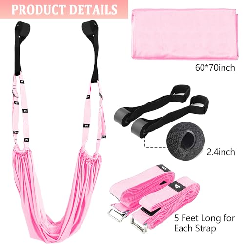 Leg Stretcher Strap, Adjustable Door Flexibility Trainer - color: Pink
