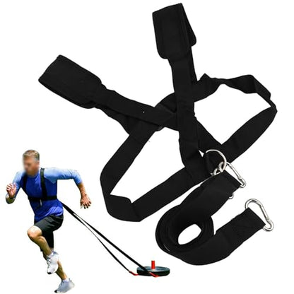 Sled Harness for Exercise, Adjustable Nylon Running Resistance Training Vest with Shoulder Pads for Football Basketball Strength Building, Black