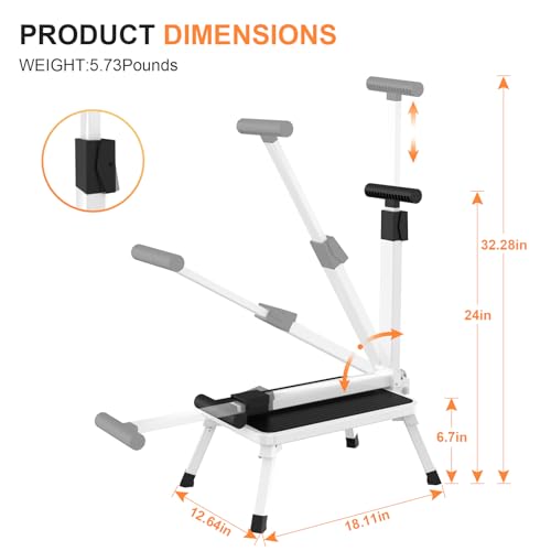 Step Stools for Adults, Foldable Step Stool with Handle for Elderly Seniors Stepping Stool with Non-Slip Step Platform Metal Stool in Kitchen, Bedroom,Bathroom,330 Lbs Capacity(Patent Protection)