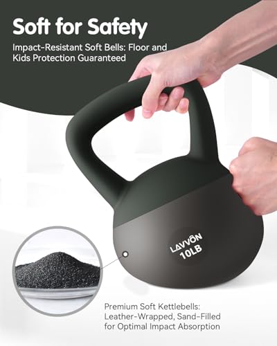 Soft Kettlebell - Cushioned Impact-Resistant Base and Anti-Slip - color: Black-Green