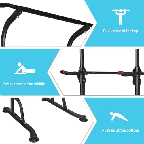 Adjustable Height Dip Bar Station, Heavy Duty Dip Station for Home Gym,Multi-function Dip Station Pull Up Bar Full Body Strength Training Workout Fitness Equipment for Tricep Dips - color: Pull Up Bar