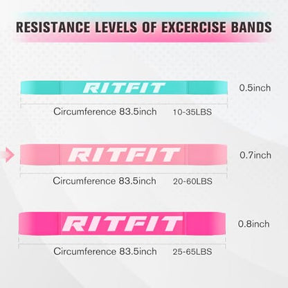RitFit Pull Up Assist Band - Premium Resistance Band for Pull Up Assistance, Resistance Training, Body Stretching, Powerlifting, Mobility Training - color: Pink