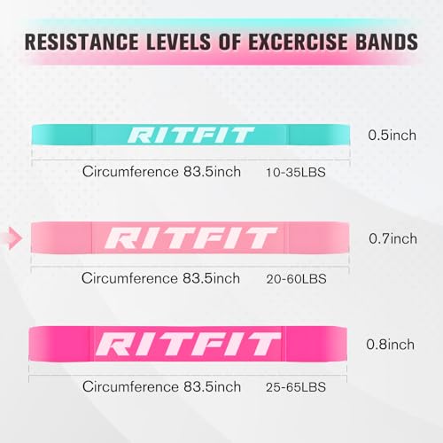 RitFit Pull Up Assist Band - Premium Resistance Band for Pull Up Assistance, Resistance Training, Body Stretching, Powerlifting, Mobility Training - color: Pink