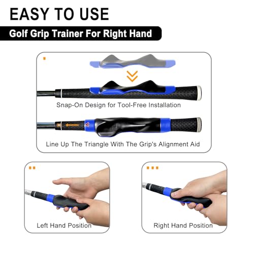 Golf Grip Trainer Right Hand, Grip Trainer Golf Club, Correct Hand Position - color: blue