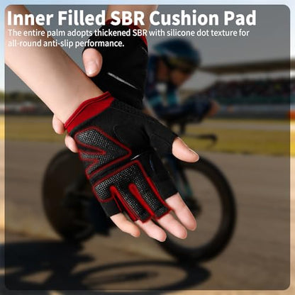 Men's Fingerless Cycling Gloves, Bike Gloves for Men & Women with Gel Padded & Anti-Slip Design, Breathable Outdoor Bicycle Gloves for Road/Mountain Bike, Fitness, Hiking - size: Small