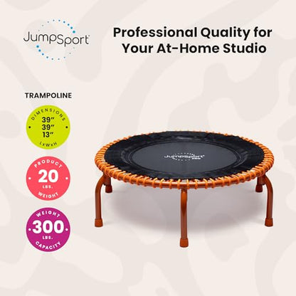 JumpSport 350 PRO 39 Inch Fitness Trampoline Indoor Rebounder Cardio Workout Equipment 300 lb Capacity - color: Energize
