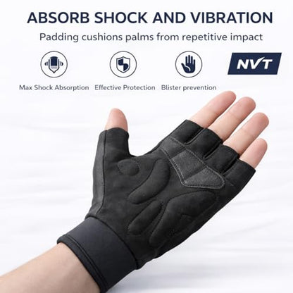 NVT Wheelchair Gloves & Workout Gloves for Men and Women – Weight Lifting Gym & Cycling Glove with Shock Absorption, Fingerless Grip & Wrist Support - size: Small