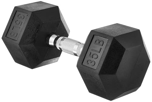 Amazon Basics Rubber Hex Dumbbell Hand Weight - size: 35 Pounds, style: 35 Pounds