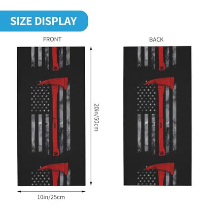 Firefighter Axe Red Line Flag Prints Multifunctional Sport Headband – Seamless Stretch Neck Gaiter for Hiking, Biking, Running & Outdoor Activities – Soft, Quick-Dry, No-Fade Design