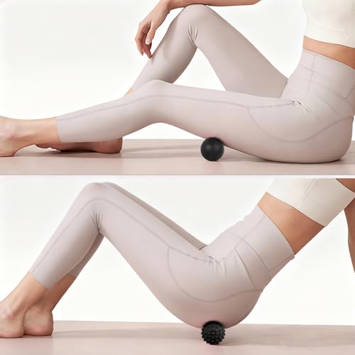 WOVTE Massage Lacrosse Ball for Sore Muscles, Shoulders, Neck, Back, Foot, Body, Deep Tissue, Trigger Point, Muscle Knots, Yoga and Myofascial Release (Blue) (Black（Set）) - color: Black（set）