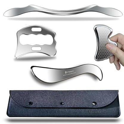 304Stainless Steel Gua Sha Muscle Scraper Scraping Massage Tool Kit,IASTM Tools, Great Soft Tissue Physical Therapy Used for Back, Legs, Arms,Neck (L-SD2B)