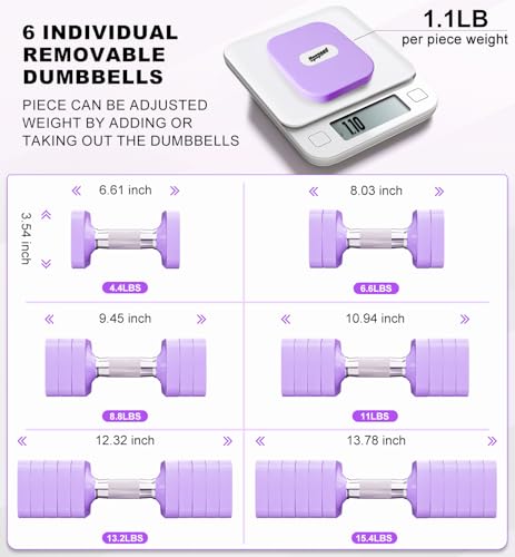 Adjustable Dumbbell Set for Women Men 7.5LB/10LB/15LB/20LB/25LB Each - color: Purple, style: 15LB Each [30 LBS Total]
