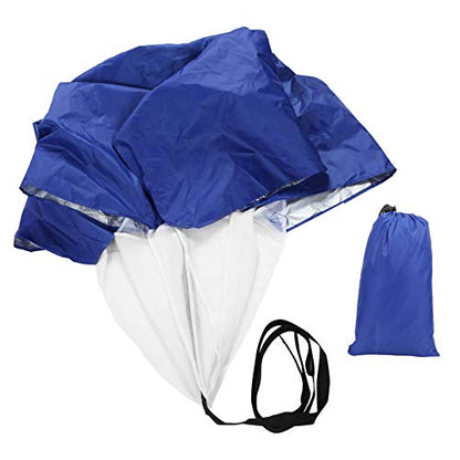 Running Parachute Speed Training, Speed Training Equipment Running Parachute Adjustable Waistband Pongee Coating Drag Running Speed Training Parachute for Sports (Blue)