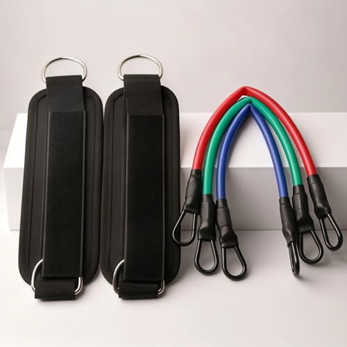 5-Piece Universal Ankle Resistance Band Set with Adjustable Straps for Yoga, and Fitness