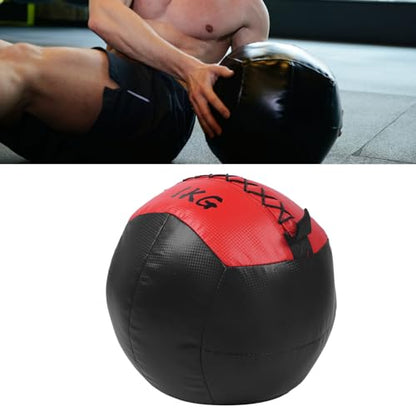 Sturdy Workout Wall Ball with Textured Surface for Easy Grip for Multifunctional Fitness Training, Builds Power, 2.2lb 1KG PU Leather Weighted Wall Ball