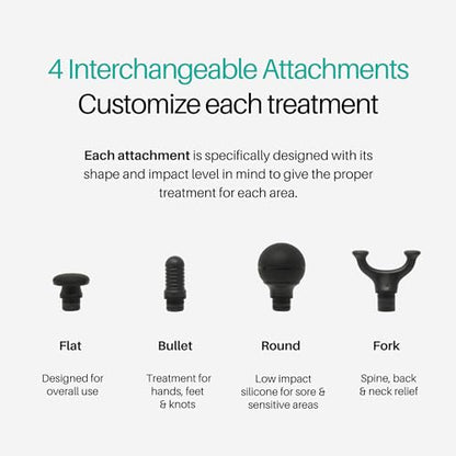 Bantam Mini Massage Gun - Compact Deep Tissue Muscle Massager with Adjustable Speeds & 4 Attachments - Long Battery Life, Lightweight, Travel Friendly