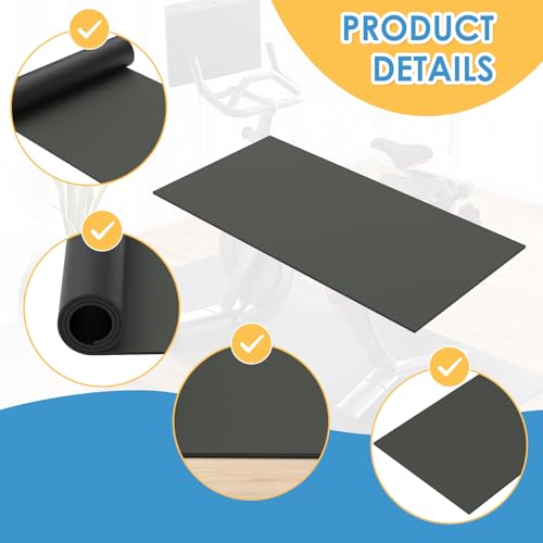2PCS Exercise Bike Mat, Non-Slip Exercise Bike Mat for Floor for Rowing Machine and Stationary Spin Bike