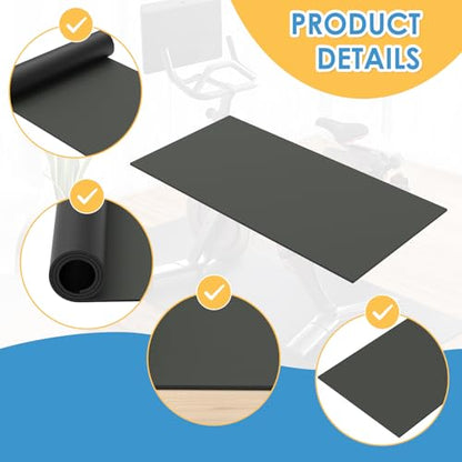 2PCS Exercise Bike Mat, Non-Slip Exercise Bike Mat for Floor for Rowing Machine and Stationary Spin Bike