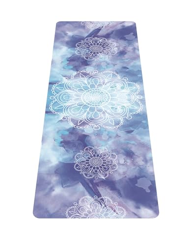 nuveti Printed Travel Yoga Mat-1/16 Inch Thick Non Slip Fitness Workout Mat with Carrying Bag, Foldable Lightweight Suede & Natural Rubber Yoga Mat for Yoga Pilates and Fitness 72" L x 24" W x 1.5mm - color: PengMoTuYa