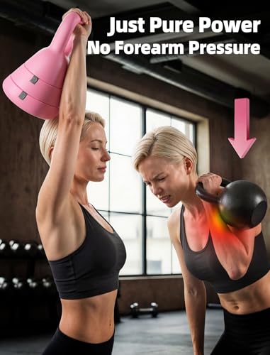 Adjustable Kettlebell, 5lb 9lb 15lb Kettlebell Weights Set, Ergonomic Design & Wide-Handle for Home Gym, Full-Body Workouts Strength Training and Weight Loss, Good for Men Women & Beginners - color: Pink