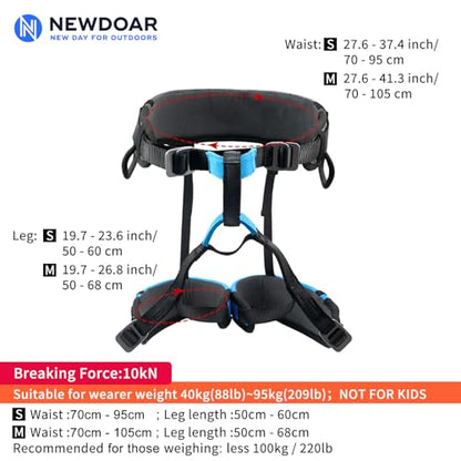 NewDoar Climbing Harness, Mountaineering Rock Climbing Harness, Men Women Tree Ice Climbing Half Body, Safety Belt Rappelling - size: Small