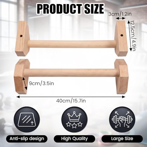 2 Pcs Wooden Parallettes Bars Push up Stands 15.7/19.7 Inch Push up Bars Calisthenics Equipment Non Slip Base Solid Portable Exercise Home Workout Equipment for Strength Training - size: 15.7 Inch