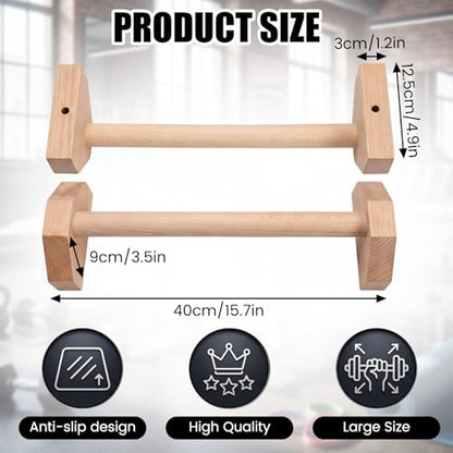 2 Pcs Wooden Parallettes Bars Push up Stands 15.7/19.7 Inch Push up Bars Calisthenics Equipment Non Slip Base Solid Portable Exercise Home Workout Equipment for Strength Training - size: 15.7 Inch