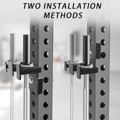 Rack-Mounted Olympic Barbell Holder for 2x2 & 2x3 Power Racks, No Drilling Required – Heavy-Duty Steel Storage with Protective Padding, Space-Saving Gym Equipment - color: 2in1(fit 3x3"power racks)