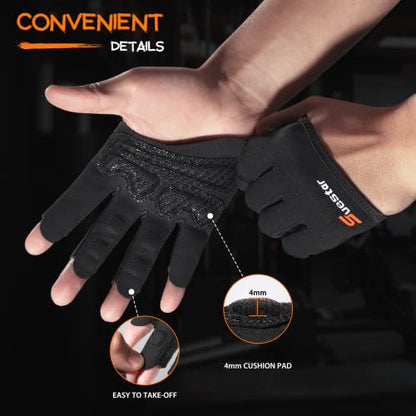 Partial Weight Lifting Gloves, 3/4 Finger Workout Gloves for Men Women, Full Palm Protection & Silicone Grip Gym for Weightlifting Exercise Fitness Smartwatch Friendly