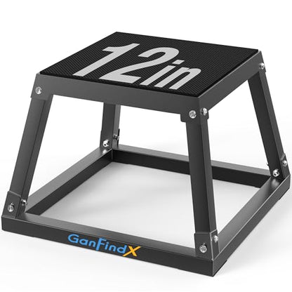 GanFindX 12/18/24" Metal Plyometric Jump Box, Heavy Duty Fitness Platform - size: 12"