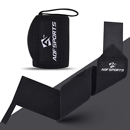 AQF Wrist Wraps for Weightlifting & Powerlifting, 18" USPA Approved (Pair) - color: Full Black
