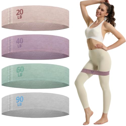 Booty Bands Set Resistance Bands for Working Out, Exercise Bands for Women Legs and Butt,Stretch Bands for Pilates,Yoga Starter Set – 4 Progressive Levels Workout Bands