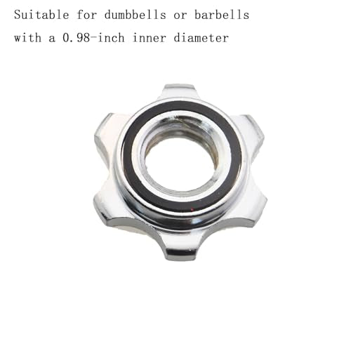 2PCS 25mm Hex Bar Bolt Silver Plated Iron Barbell Rotating Locking Ring Screws with Anti Slip Silent Washers Suitable for Weightlifting Training Equipment