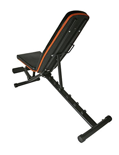 Exercise Bench Adjustable Foldable Compact Workout Weight Bench Easy To Carry NO ASSEMBLY NEEDED, Black-Orange (FOLD-110B)