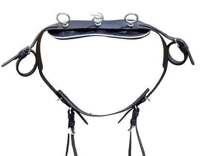 RESISTANCE Miniature Horse Black Patent Leather Driving Harness with Red and White Trim