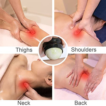 ideayard Cold Massage Roller Ball, Massage Stone Tool Jade Ball for Cold & Heat Relief Sore Muscles, Shoulders, Arms, Neck, Back, Feet, Body - color: Black