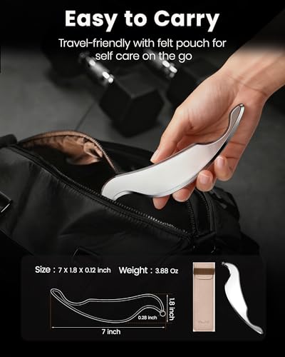 3-in-1 Stainless Steel Gua Sha Tool, Professional Trigger Point Massage Tools & Fascia Release Scraper for Muscle Pain Relief of Neck, Shoulder, Leg & Body