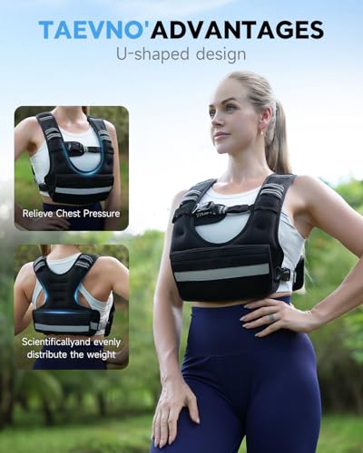 Adjustable Weighted Vest for Women Men, 6-12lb/12-20lb/20-32lb Comfort Fit - U-Shaped Ergonomic Weight Vest with 6 Removable Iron Sandbags, Large Front Mesh Pocket & Reflective Strips, Ideal for Running, Walking, Strength Training, HIIT, Cardio Workouts -