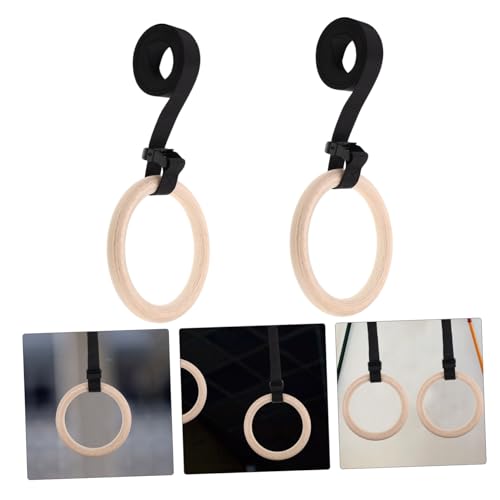 Wooden Gymnastic with Adjustable Straps for Home Fitness Pull up for Strength Training Dips and Workouts Natural Design