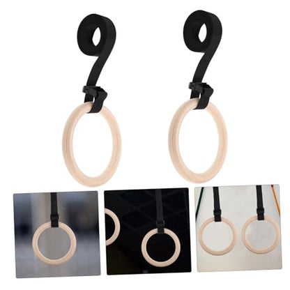 Wooden Gymnastic with Adjustable Straps for Home Fitness Pull up for Strength Training Dips and Workouts Natural Design
