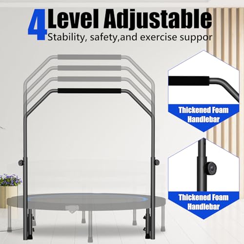 Fitness Rebounder Handle Bar Accessory for 40" Round Mini Trampoline with Foam Handle, Fitness Trampoline Handle Bar Fit for Straight Leg Within 2.5CM/0.98IN Dia (Trampoline Not Included)